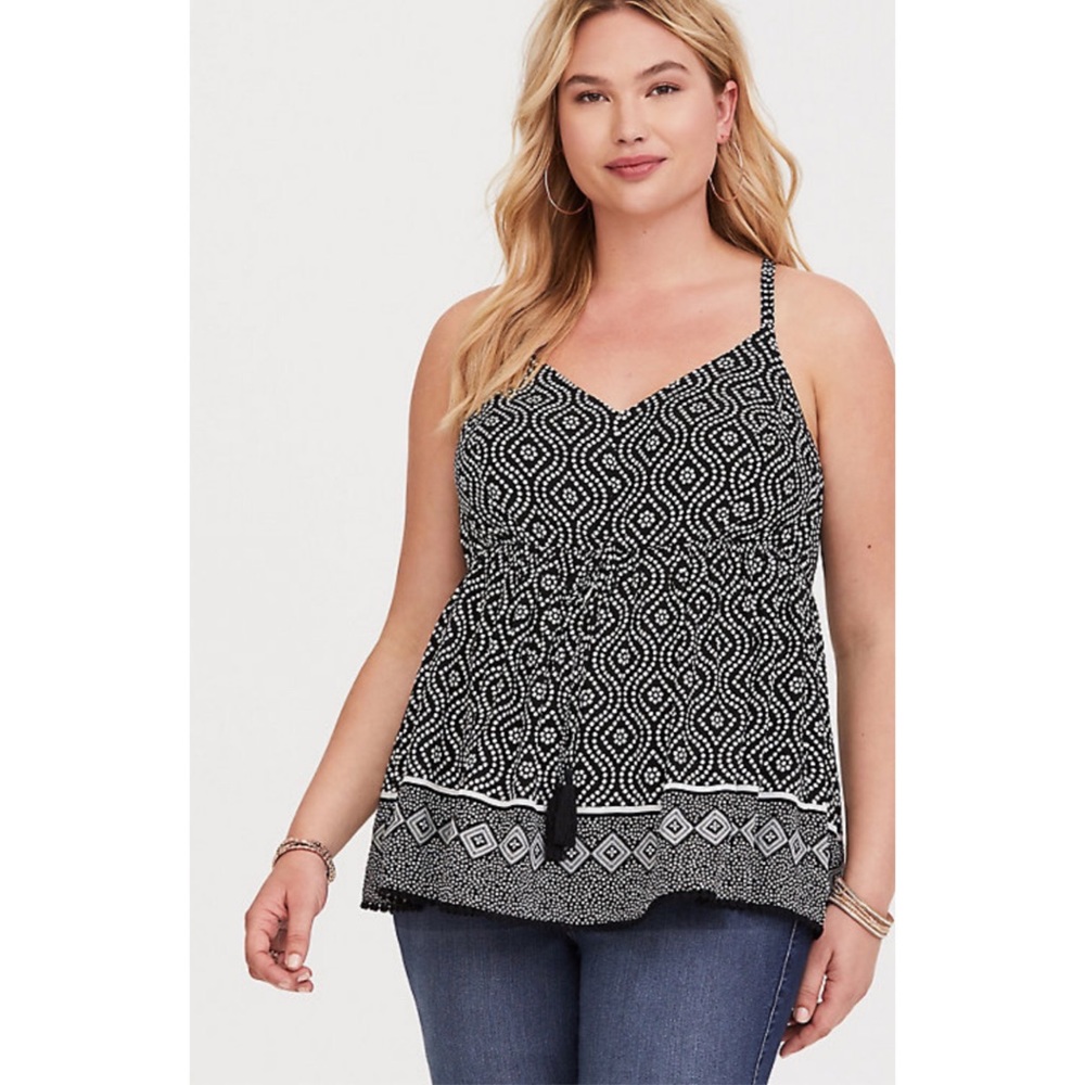 NWT Torrid black white babydoll cami tank sz 0X